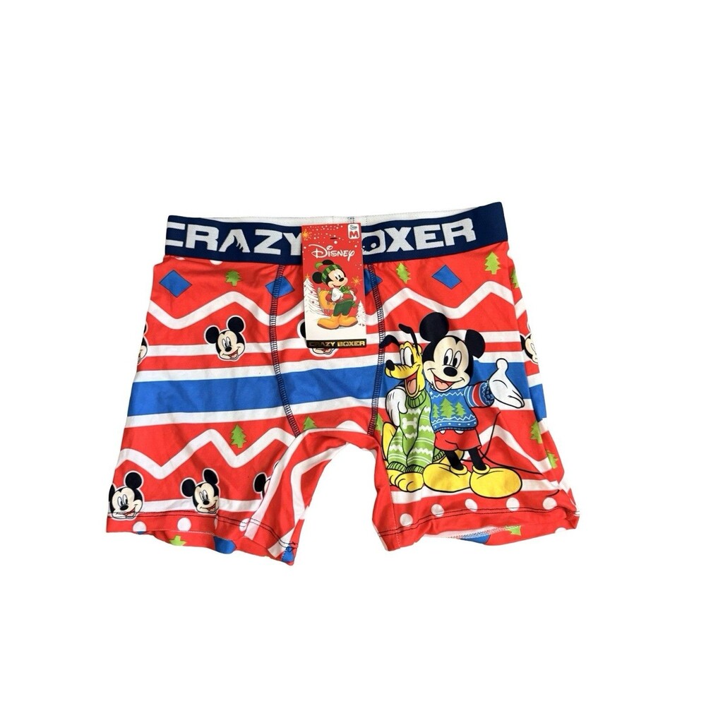Disney Mickey Mouse Pluto Boxer Briefs Mens Medium Christmas Crazy Boxer New